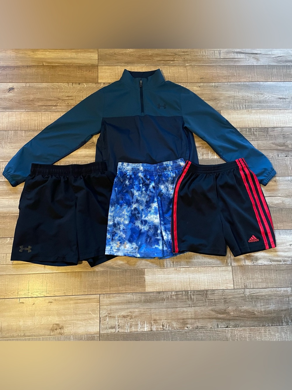 Boys Size 6 Small Under Armour Adidas Athletic Clothes Lot Jacket Shorts 4pc